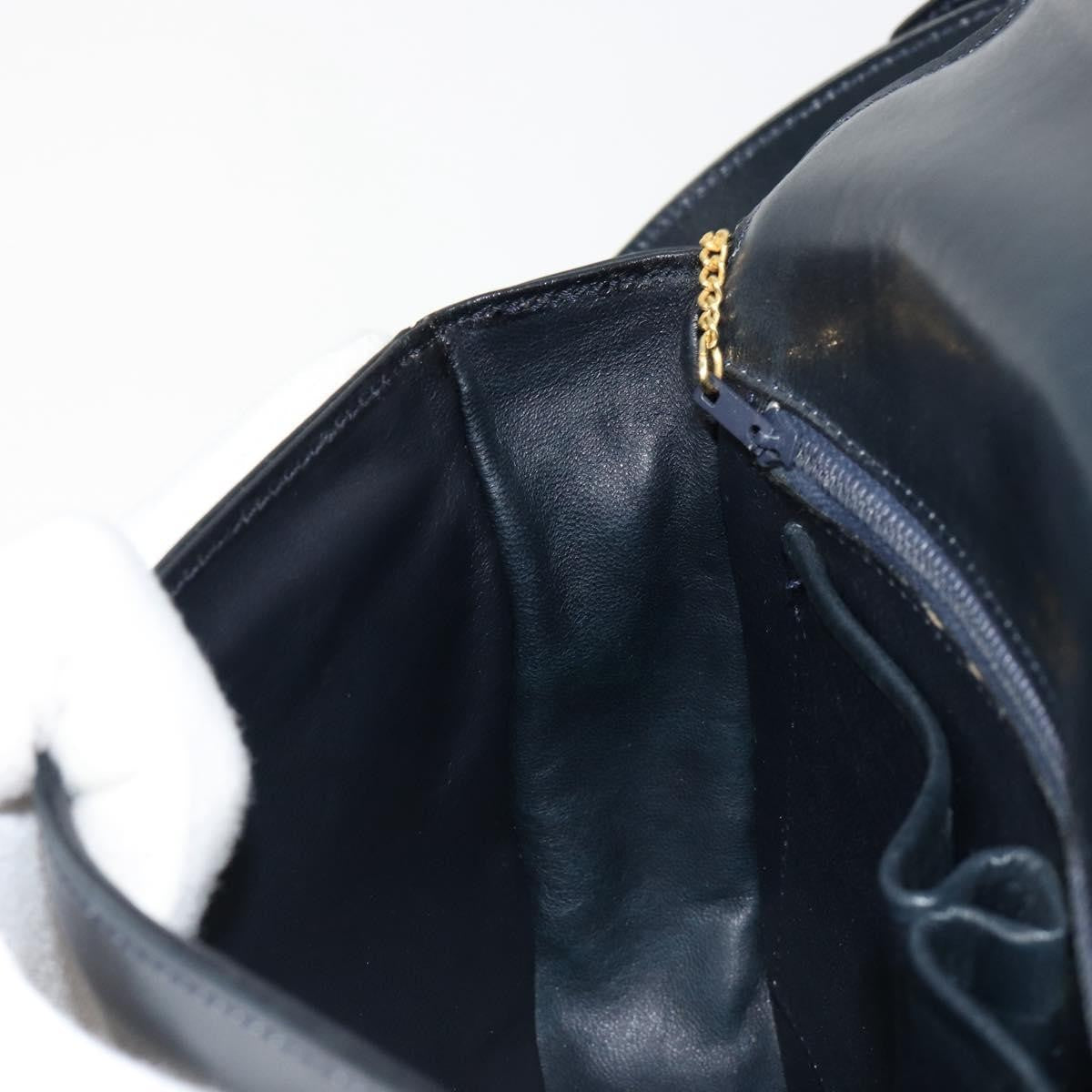 Celine Shoulder Leather, Navy, Leather, Shoulder Bag