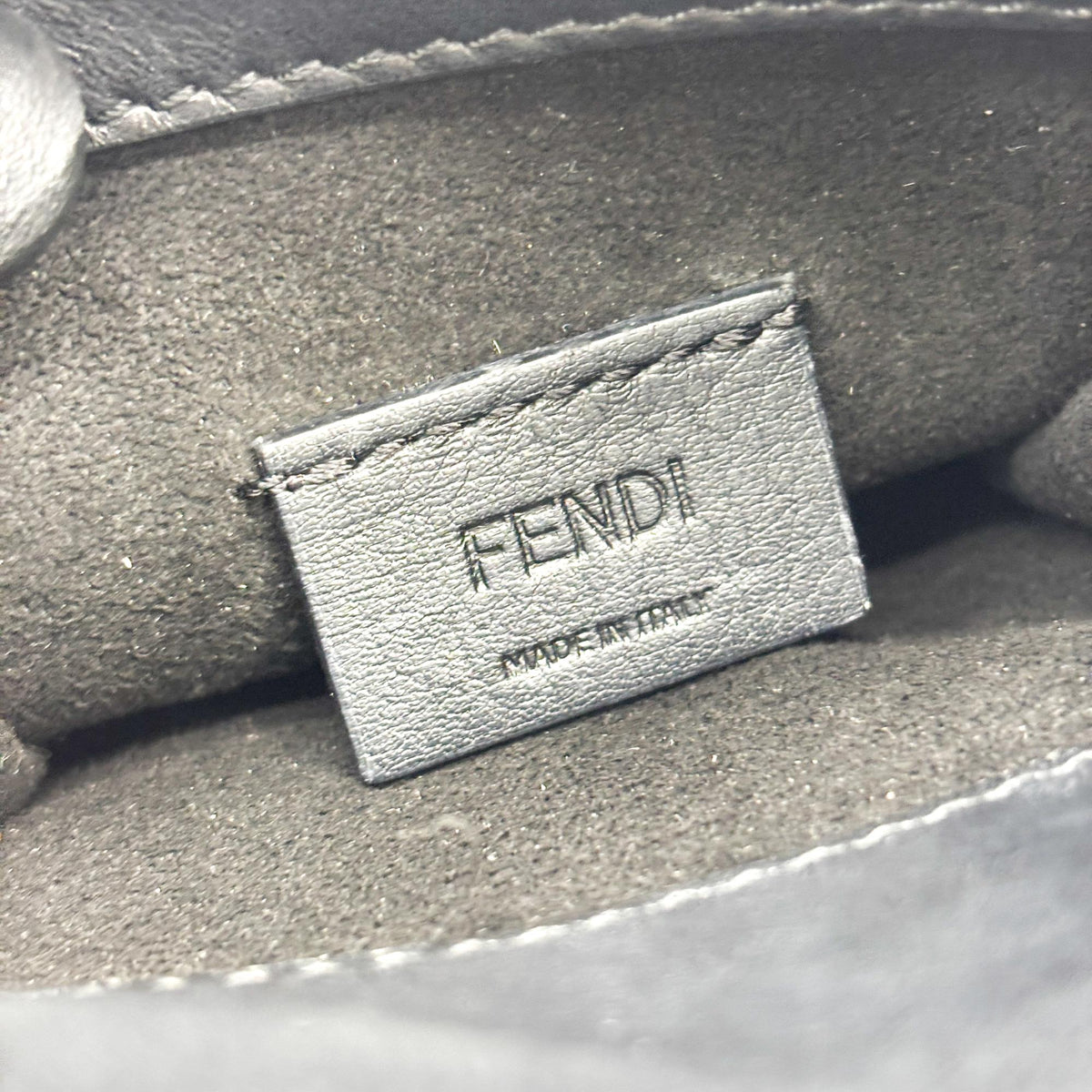 Fendi Sunshine Shopper Striped Suede, Black, Leather, Tote Bag