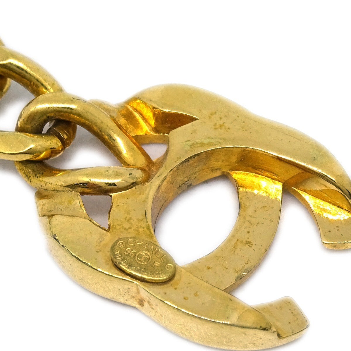 Chanel Vintage CC Turnlock Chain Metal, Gold, Gold Plated, Bracelet
