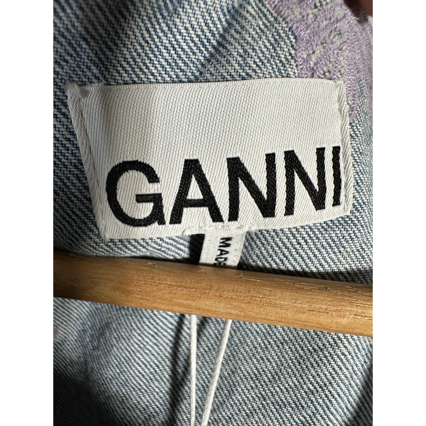 GANNI Embroidered Denim Crop Top