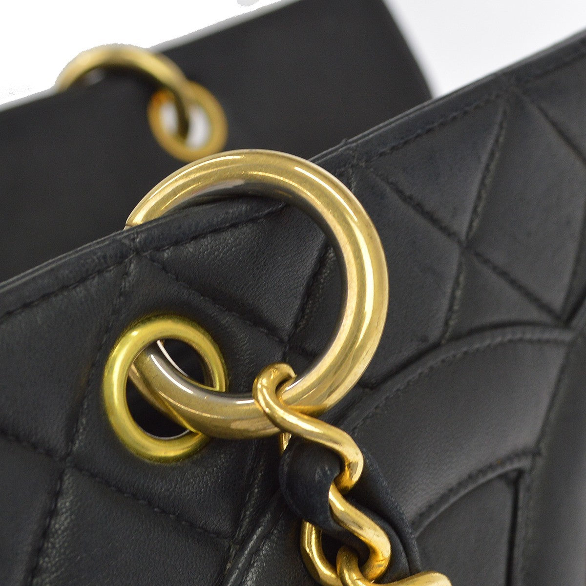Chanel Vintage Grand Shopping Quilted Lambskin, Black, Leather, Tote Bag