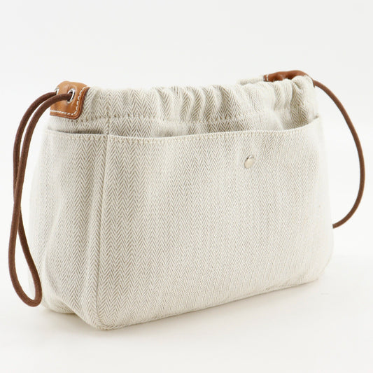 Hermes Fourbi Toile, Beige, Cotton, Clutch