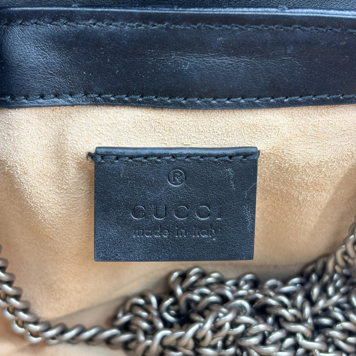 Gucci GG Marmont Patent, Black, Leather, Shoulder Bag