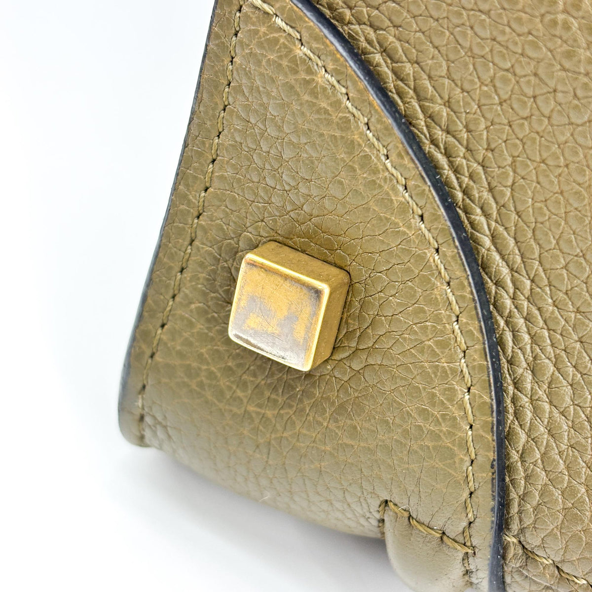Celine Luggage Smooth Leather, Khaki, Leather, Handbag