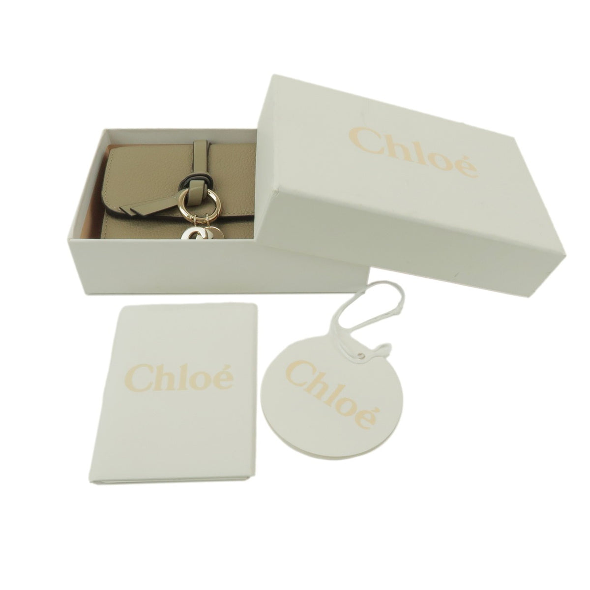 Chloe Alphabet Trifold Leather, Khaki, Leather, Wallet