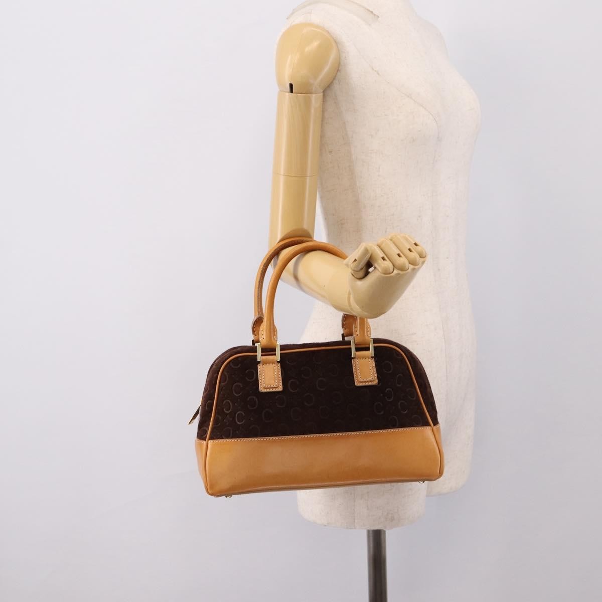 Celine C Macadam Suede and Leather, Brown, Suede, Handbag