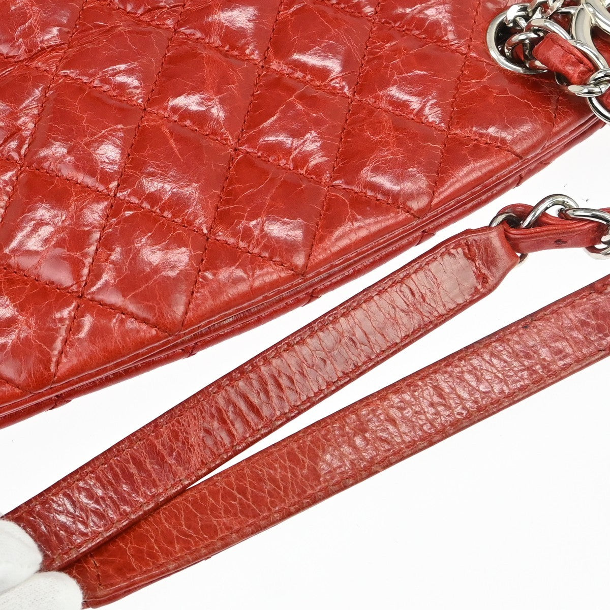 Chanel Just Mademoiselle Quilted Aged Calfskin, Red, Leather, Shoulder Bag