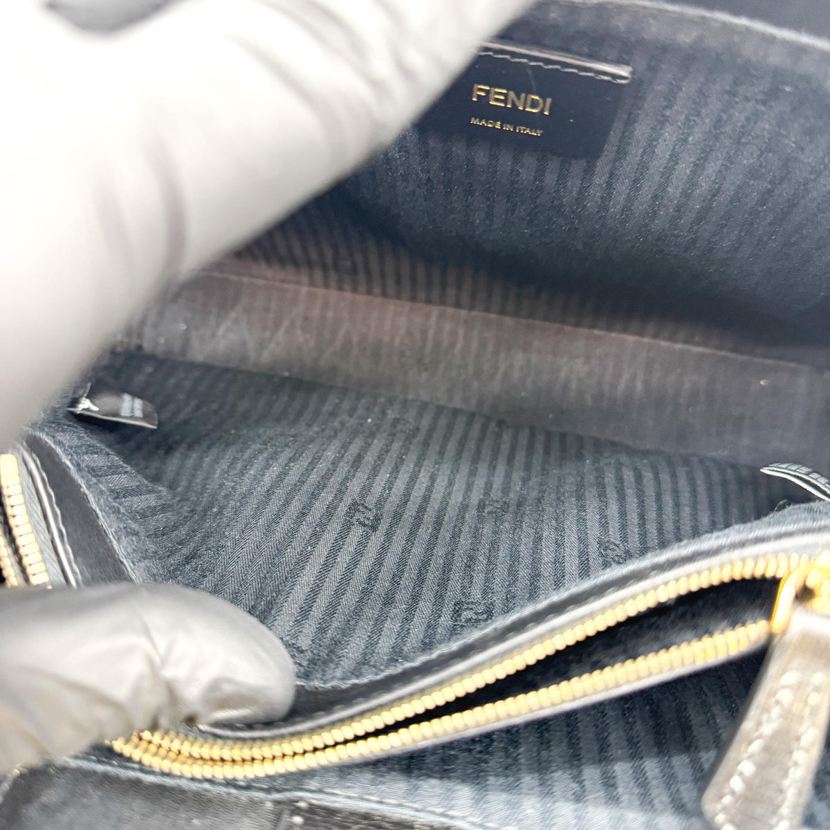 Fendi 2Jours Leather, Black, Calfskin, Handbag