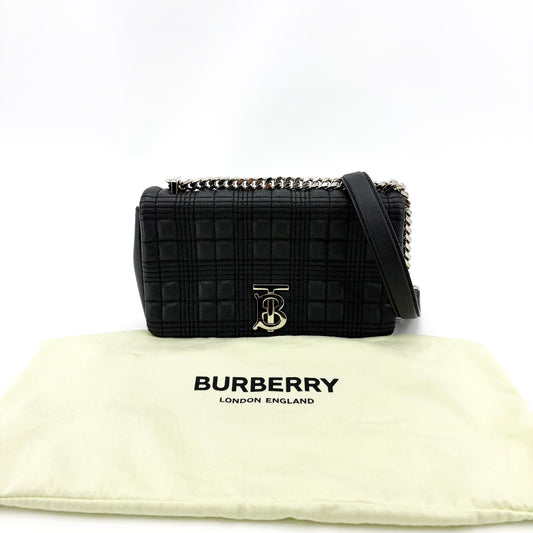 Burberry Lola Wallet on Chain Quilted Leather, Black, Calfskin, Crossbody Bag