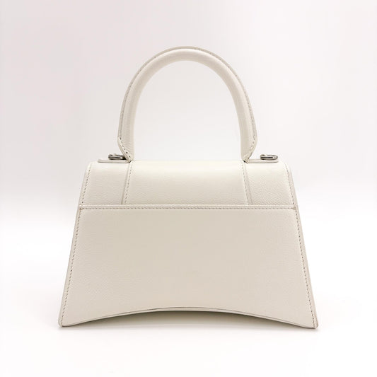 Balenciaga Hourglass Top Handle Leather, White, Leather, Handbag