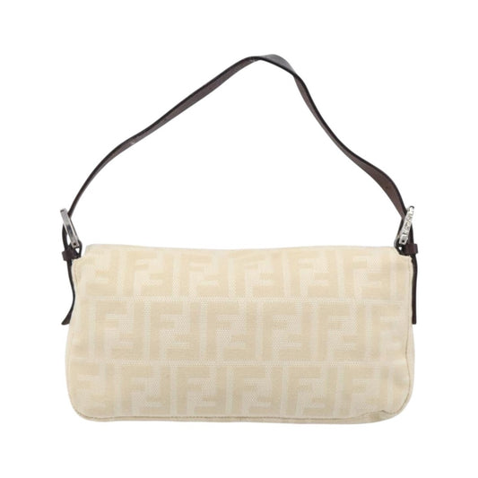 Fendi Baguette Zucca Canvas, Beige, Canvas, Handbag