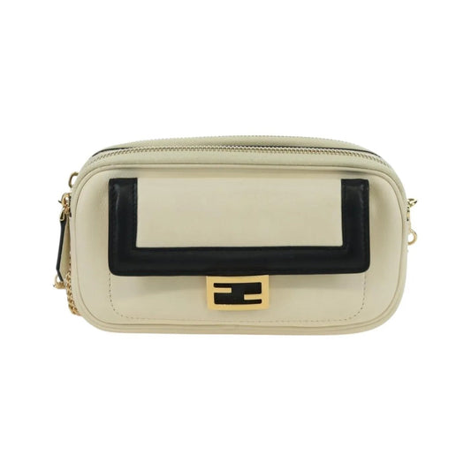 Fendi Easy 2 Baguette Leather, Beige, Leather, Crossbody Bag