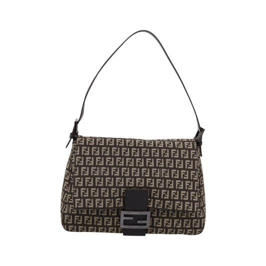 Fendi Mamma Baguette Zucchino canvas, Brown, Canvas, Shoulder Bag