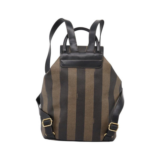 Fendi Vintage Pequin Logo Coated Canvas, Brown, Canvas, Backpack