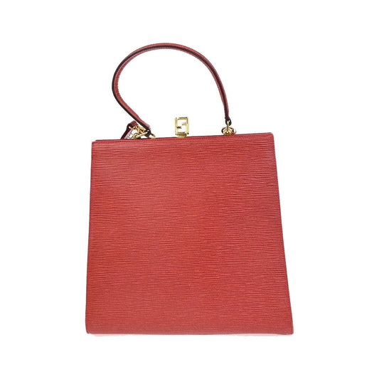 Fendi Vintage Top Handle Leather, Red, Leather, Tote Bag