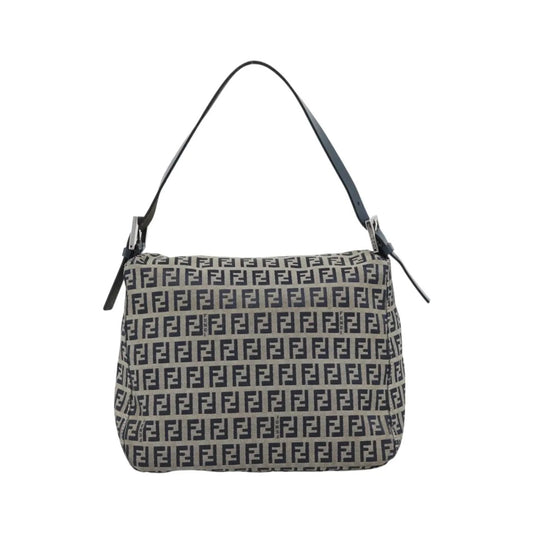 Fendi Zucchino Canvas Mamma Baguette canvas, Navy, Canvas, Shoulder Bag