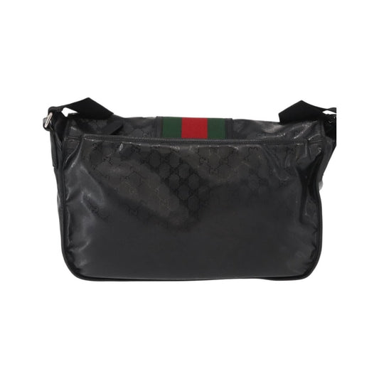 Gucci 500 Web Double Buckle Messenger GG Imprime, Black, Canvas, Shoulder Bag