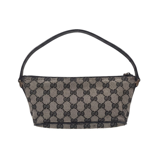 Gucci Boat Pochette GG Canvas and leather, Gray, Canvas, Clutch