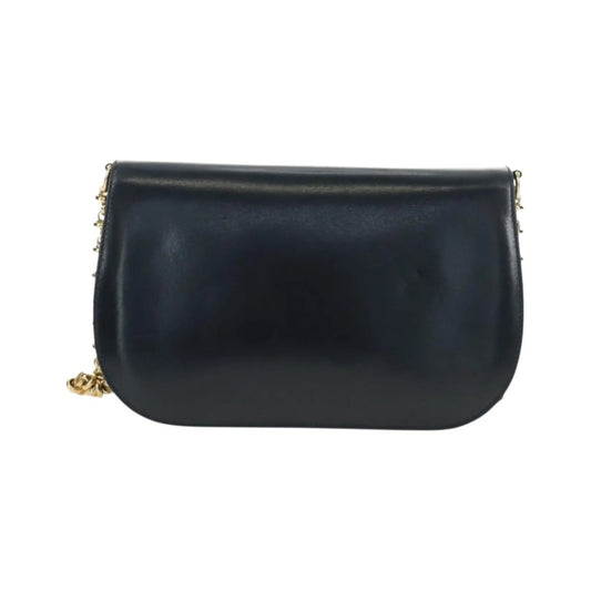 Gucci Chain Flap Leather, Navy, Leather, Shoulder Bag