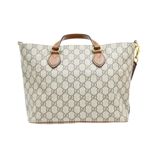 Gucci Convertible Soft GG Coated Canvas with Leather, Brown, Canvas, Tote Bag