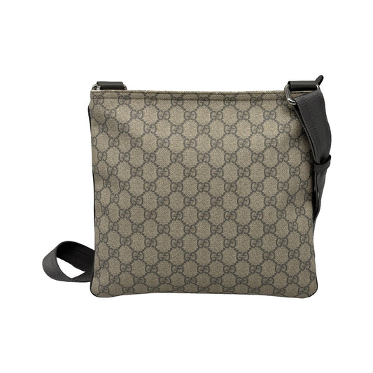 Gucci Front Zip Flat Messenger GG Coated Canvas, Beige, Canvas, Shoulder Bag
