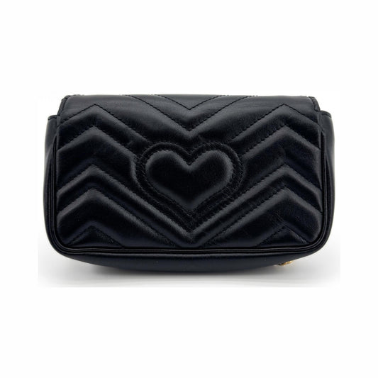 Gucci GG Marmont Flap Matelasse Leather, Black, Leather, Handbag
