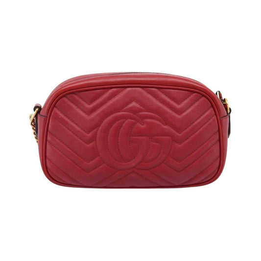 Gucci GG Marmont Matelasse Leather, Red, Leather, Shoulder Bag