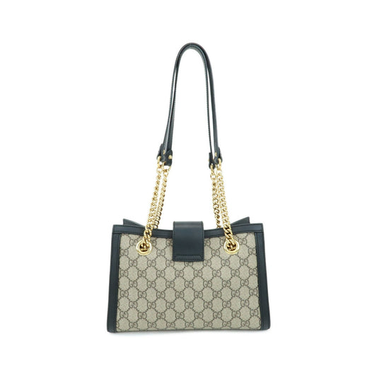 Gucci Padlock Chain GG Coated Canvas with Leather, Beige, Canvas, Tote Bag