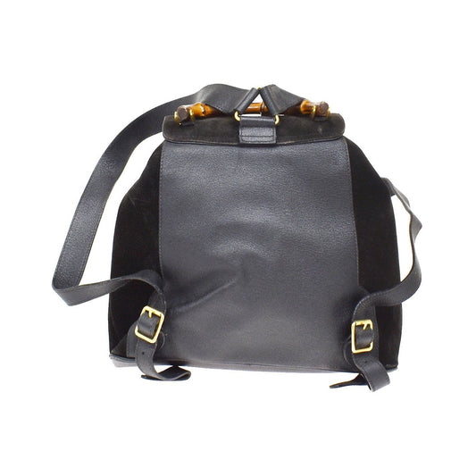 Gucci Vintage Bamboo Suede, Black, Suede, Backpack