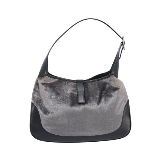 Gucci Vintage Jackie Shoulder Velvet and Leather, Black, Velvet, Handbag