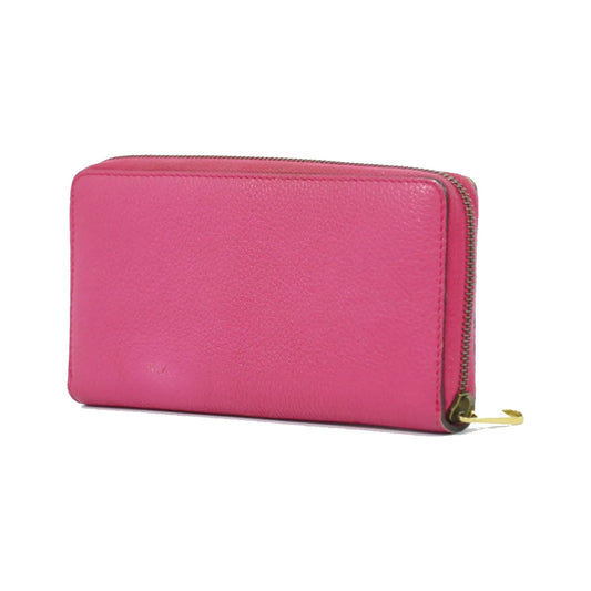 Gucci Vintage Logo Zip Around Leather, Pink, Leather, Wallet
