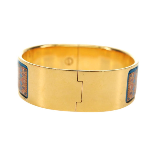 Hermes Loquet Bangle Metal and Printed Enamel, Gold, Metal, Bracelet