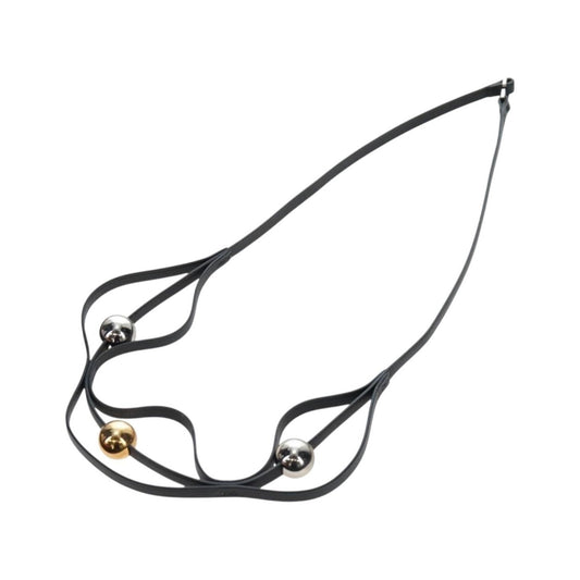 Hermes Météore Leather, Black, Leather, Necklace