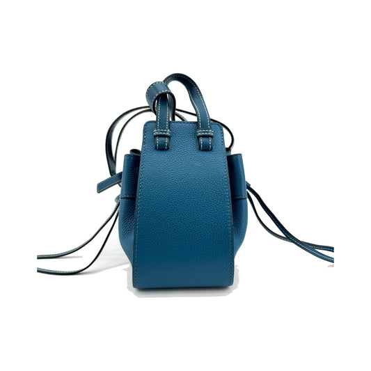 Loewe Hammock Leather, Blue, Leather, Handbag