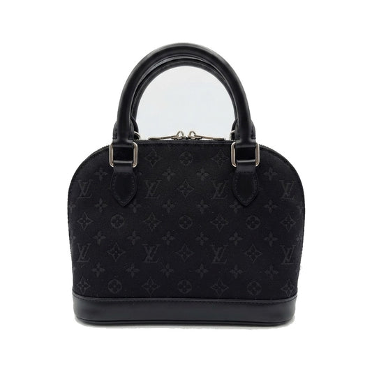Louis Vuitton Alma Monogram Canvas, Black, Leather, Handbag