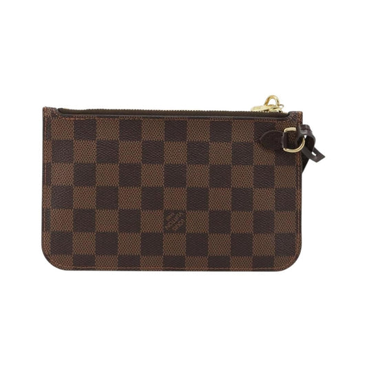 Louis Vuitton Neverfull Pochette Damier, Brown, Canvas, Clutch