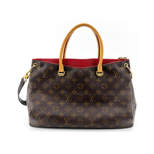 Louis Vuitton Pallas Monogram Canvas with Leather, Brown, Canvas, Tote Bag