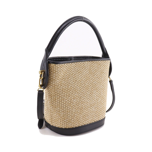 Louis Vuitton Petit Bucket NM Raffia with Leather, Beige, Canvas, Tote Bag