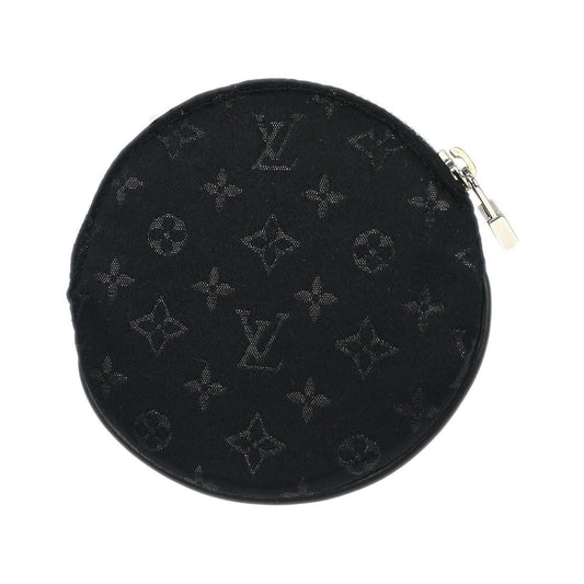 Louis Vuitton Round Coin Purse Limited Edition Monogram Silk, Black, Leather, Wallet