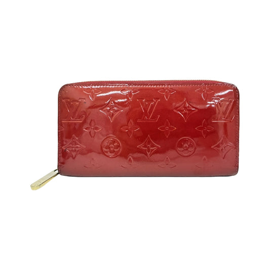 Louis Vuitton Zippy Monogram Vernis, Red, Patent Leather, Wallet