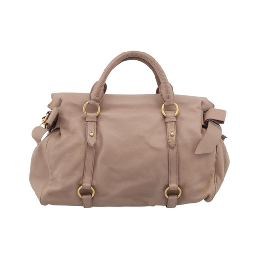 Miu Miu Bow Satchel Vitello Lux, Pink, Leather, Handbag