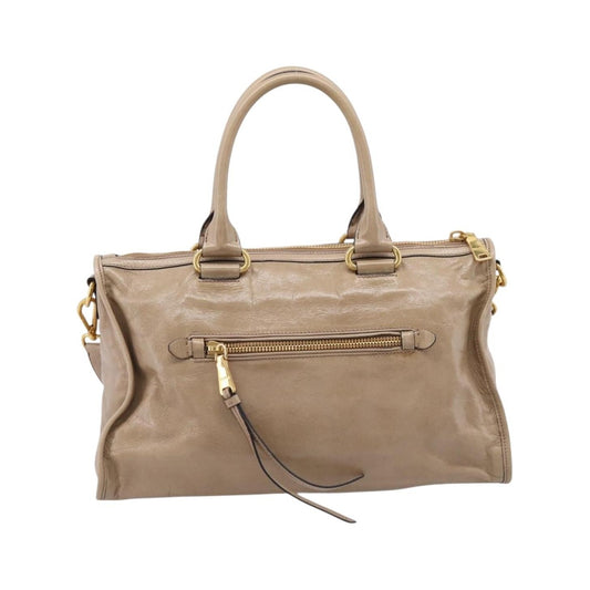 Miu Miu Convertible Bauletto Vitello Shine, Beige, Leather, Handbag
