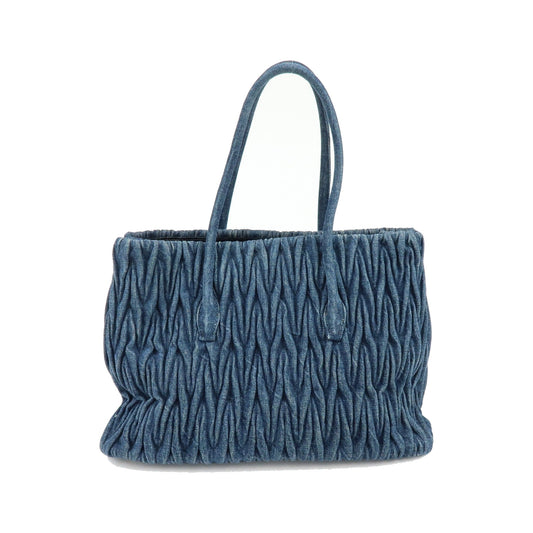 Miu Miu Convertible Matelasse Denim, Blue, Denim, Tote Bag