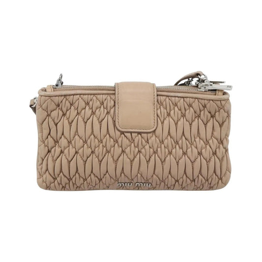 Miu Miu Crystal Convertible Chain Matelasse Leather, Pink, Leather, Shoulder Bag