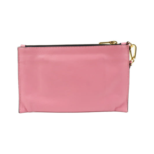 Miu Miu Logo Chain Clutch Shearling, Pink, Leather, Clutch