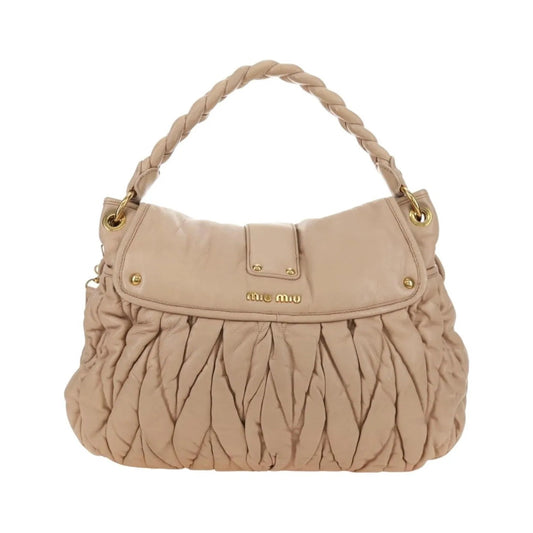 Miu Miu Madras Convertible Lock Tote Leather, Pink_gold, Leather, Handbag