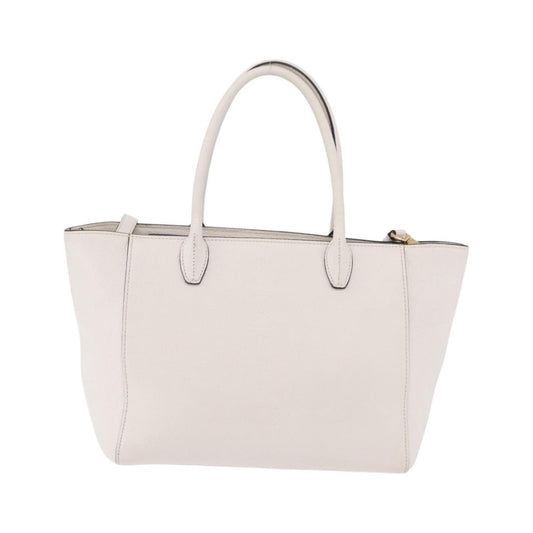 Miu Miu Madras Front Zip Leather, White, Leather, Tote Bag