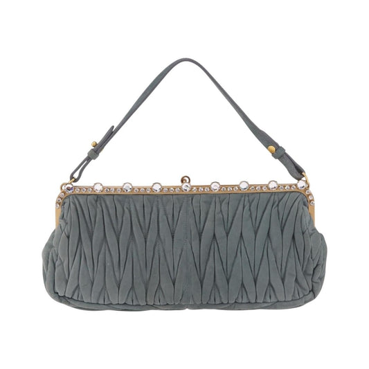 Miu Miu Matelassé Frame Clutch Matelassé Leather, Gray, Suede, Clutch