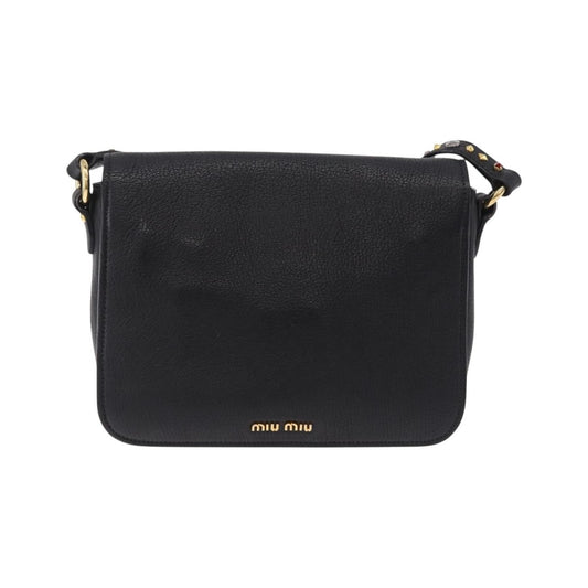 Miu Miu Shoulder Leather, Black, Leather, Shoulder Bag