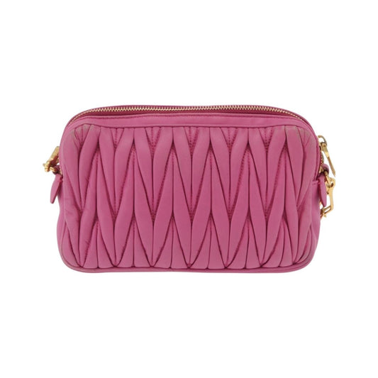Miu Miu Tech Matelasse Leather, Pink, Leather, Crossbody Bag